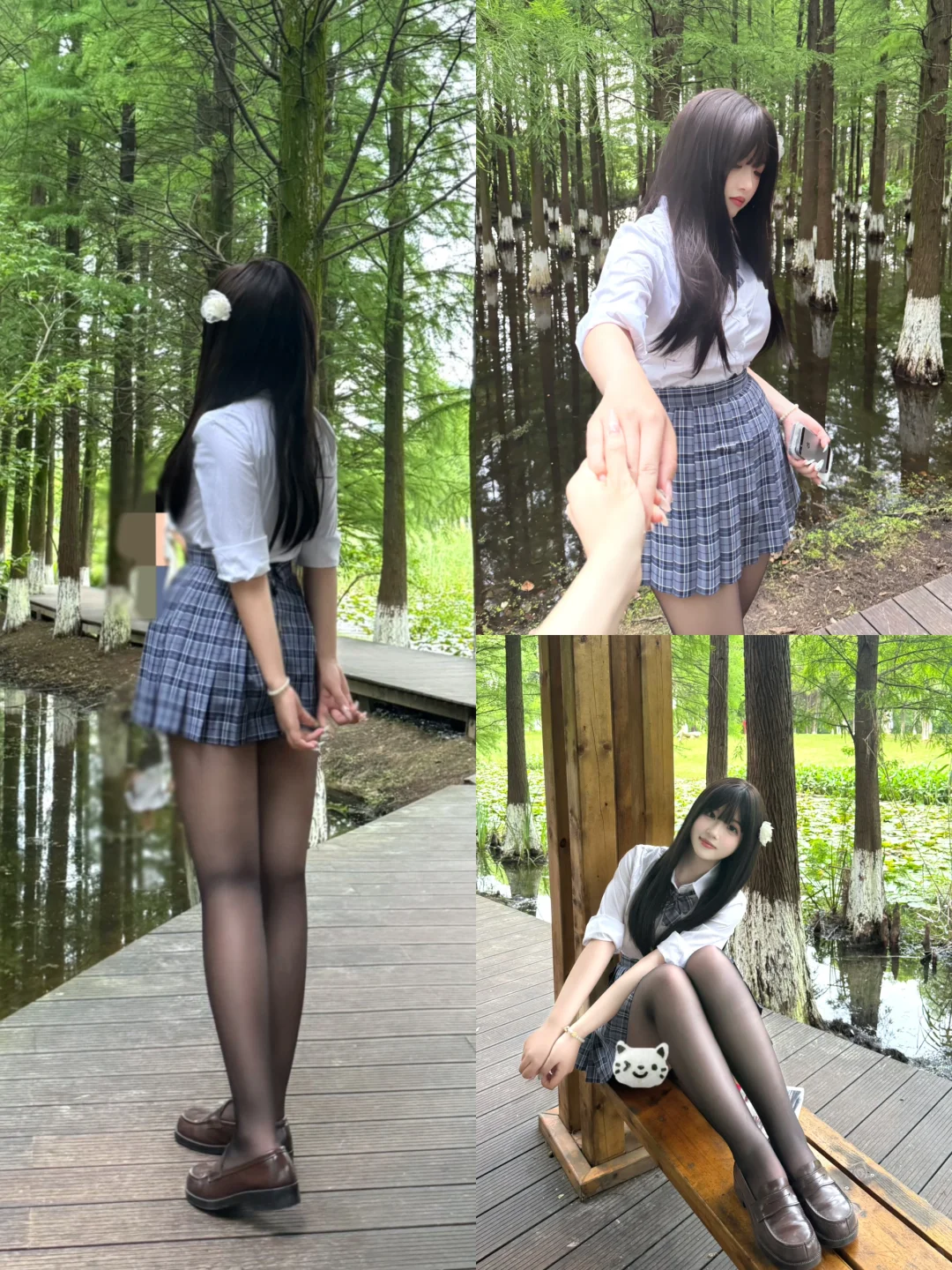 冷棕色黑长直给的氛围感☁️🌿JK穿搭
