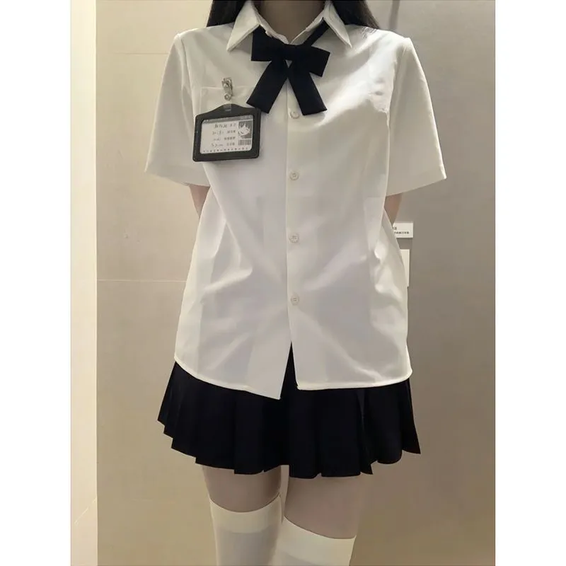 jk制服衬衫学院风夏季新款班服百褶裙套装