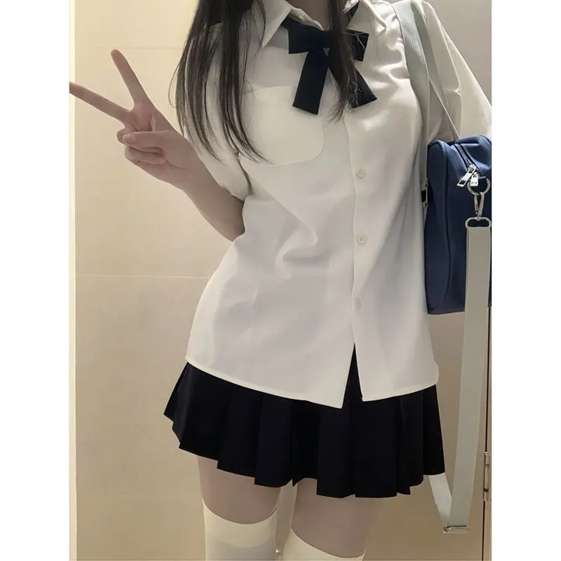 jk制服衬衫学院风夏季新款班服百褶裙套装