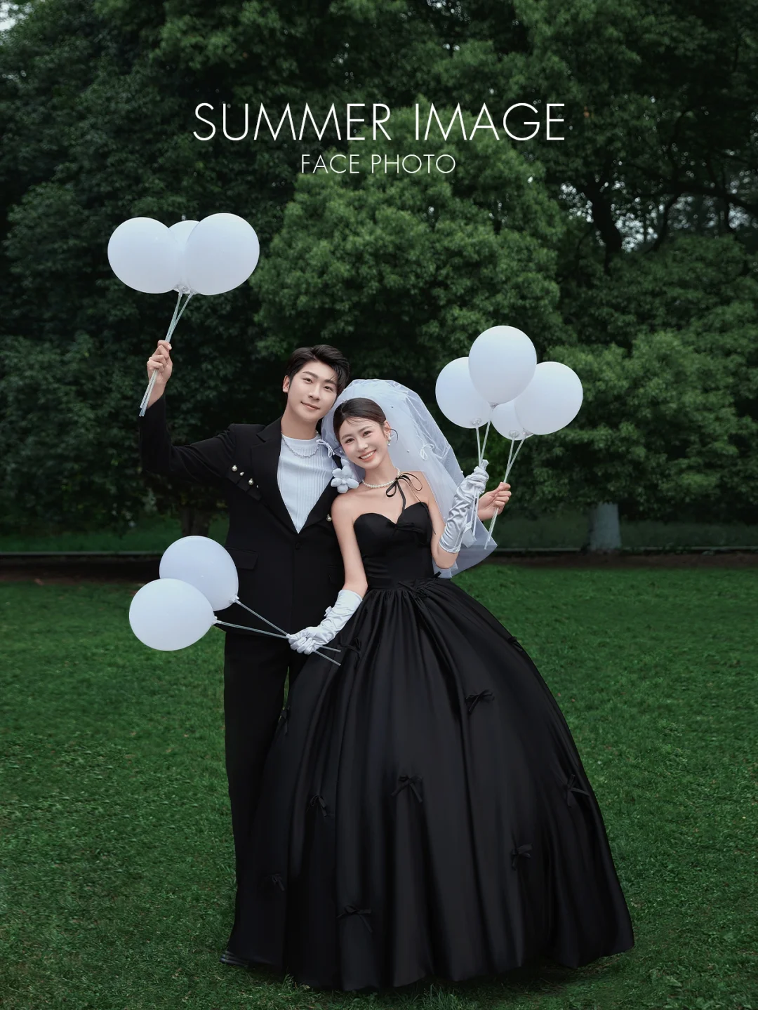 谁说甜妹不能拍黑纱草坪婚纱照⁉️