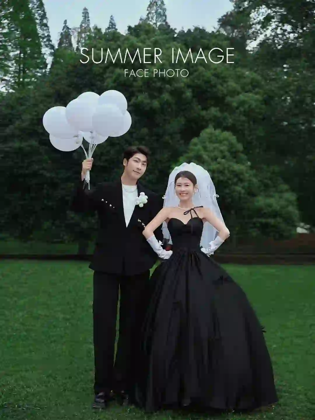 谁说甜妹不能拍黑纱草坪婚纱照⁉️