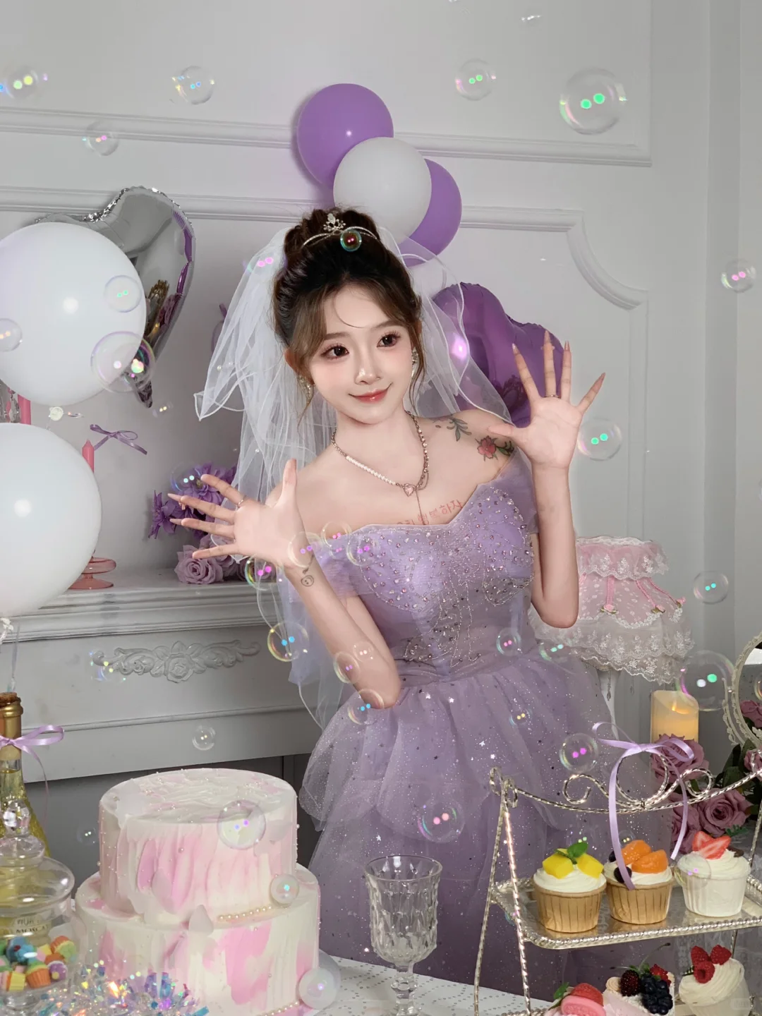 甜妹超爱的氛围生日照🎂泡泡真的太梦幻啦
