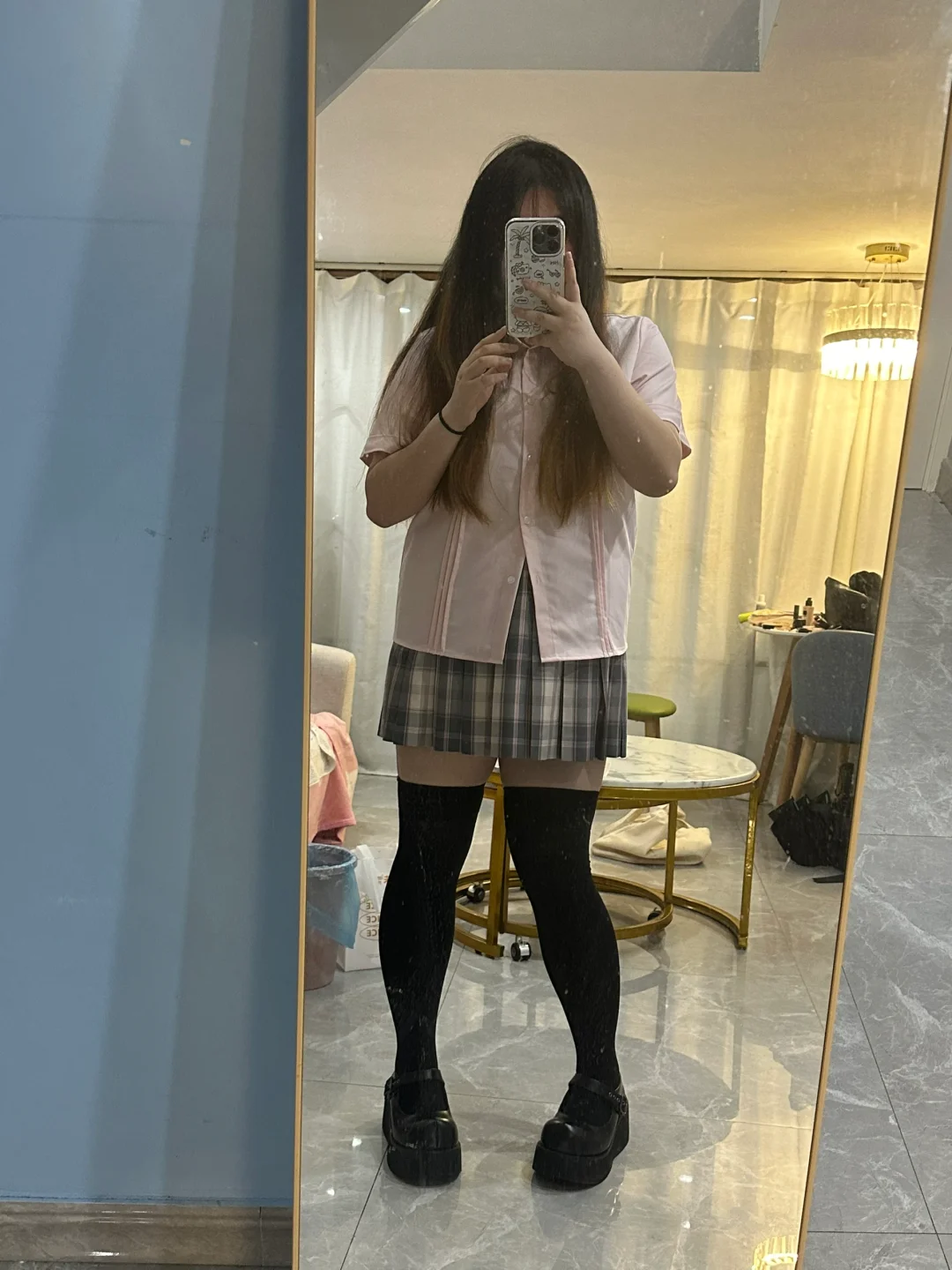 阿车家大码jk粉色衬衫
