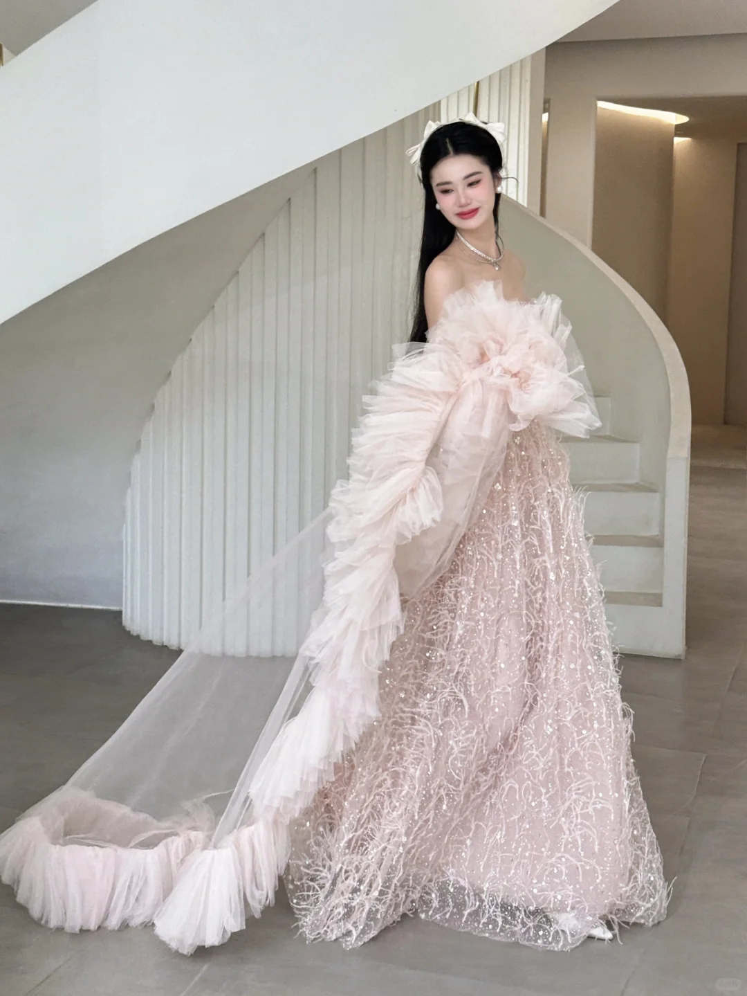 厦门婚纱 甜妹都爱的粉色梦幻羽毛裙👏