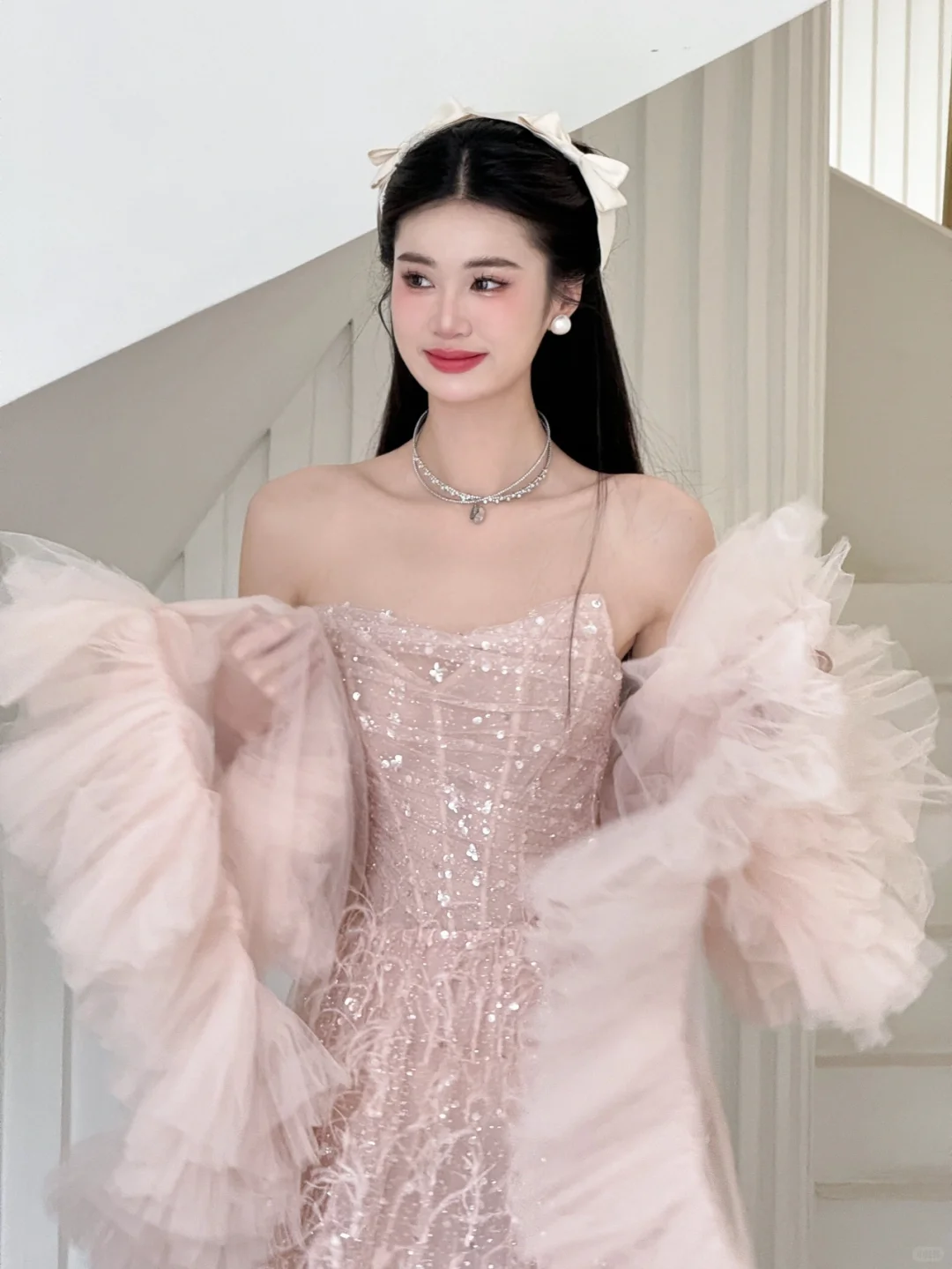 厦门婚纱 甜妹都爱的粉色梦幻羽毛裙👏