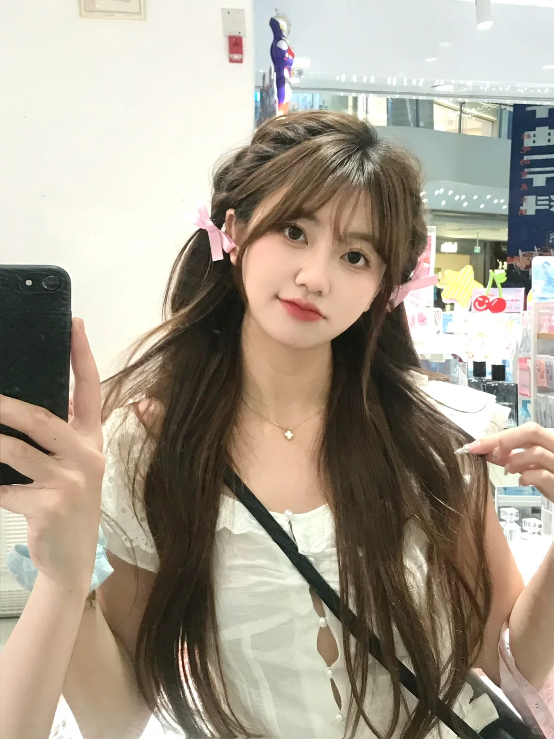 甜妹对镜拍💕田曦薇同款发型也太可爱辣
