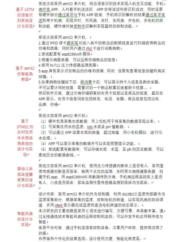 单片机毕设物联网毕业设计选题题目实物接单