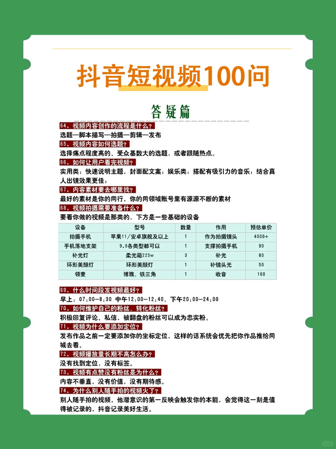 抖音短视频运营答疑100问！快收藏有用！！