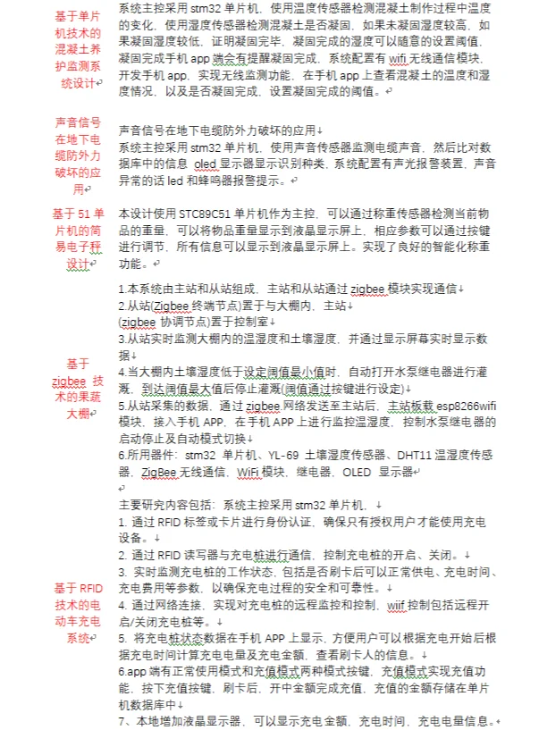 单片机毕设物联网毕业设计选题题目实物接单