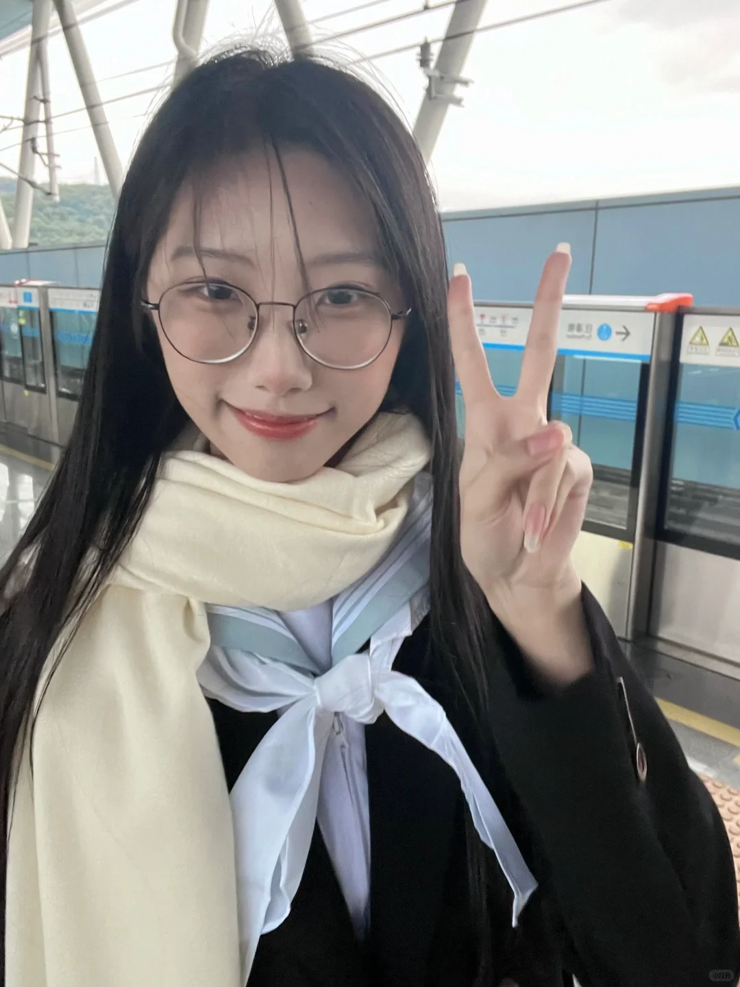 冬天 jk 地铁站🚇