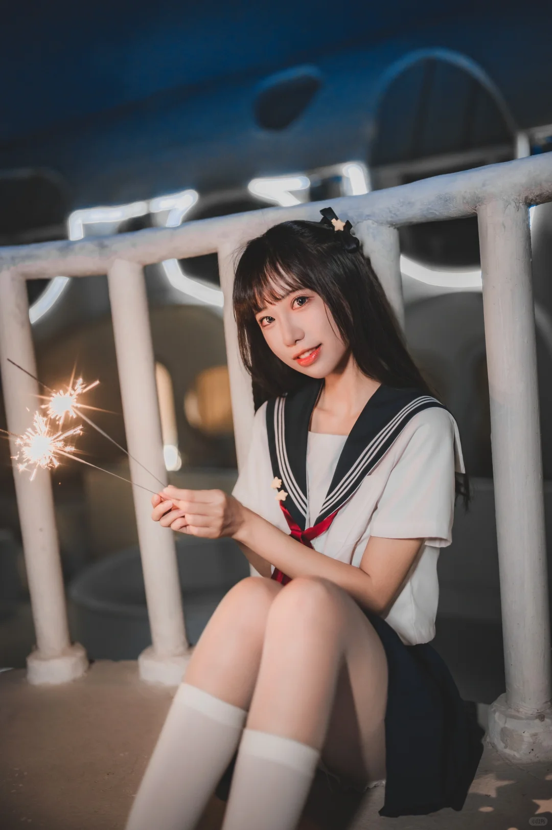 夜景JK写真丨总有一朵烟花是为你而绽放的🎇
