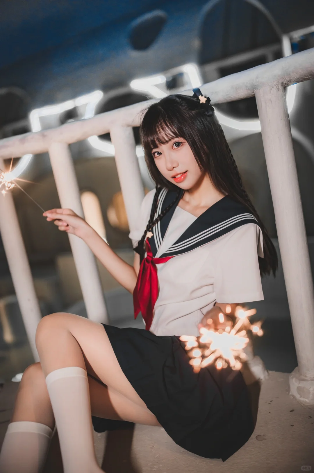 夜景JK写真丨总有一朵烟花是为你而绽放的🎇