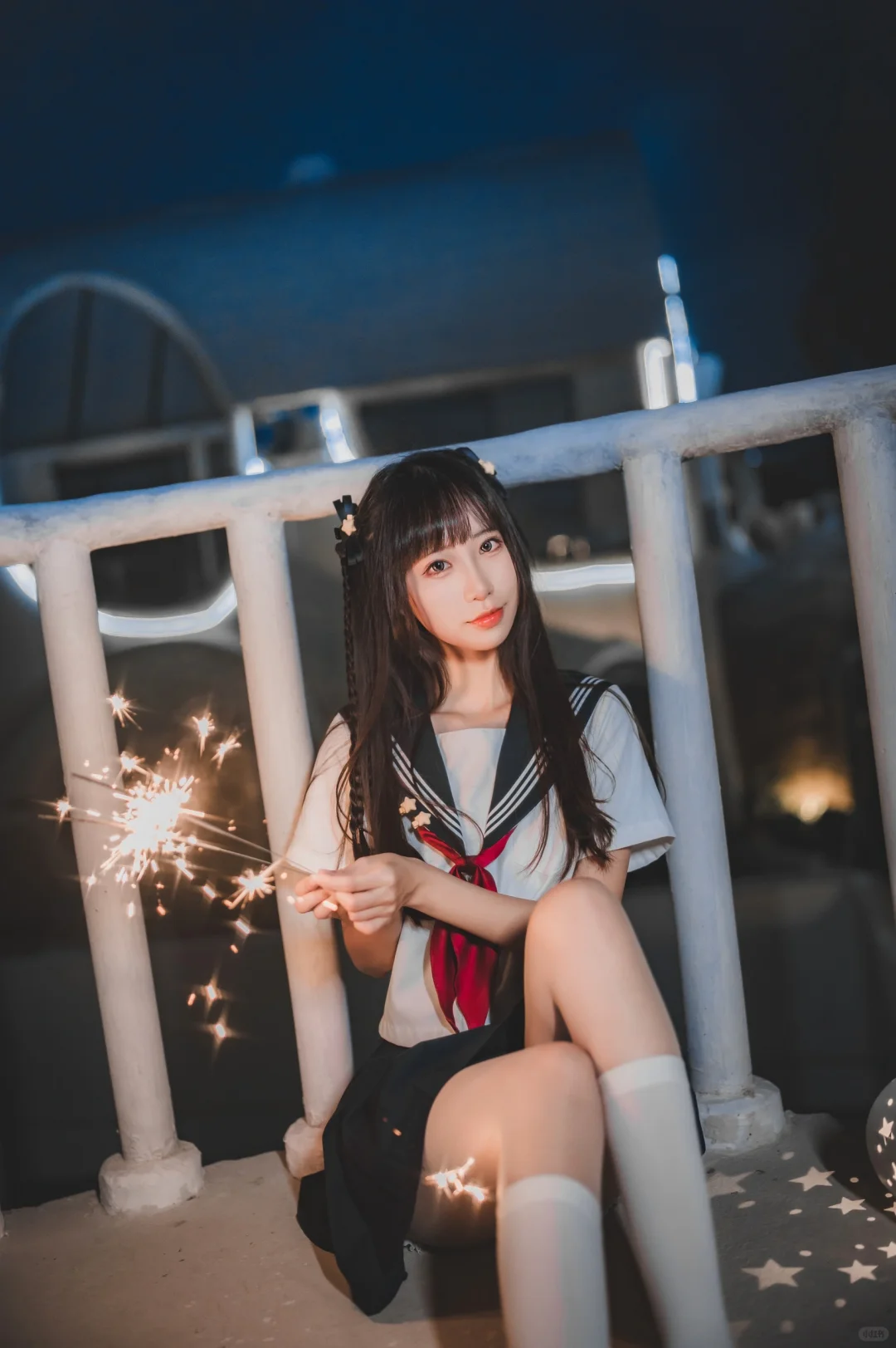 夜景JK写真丨总有一朵烟花是为你而绽放的🎇