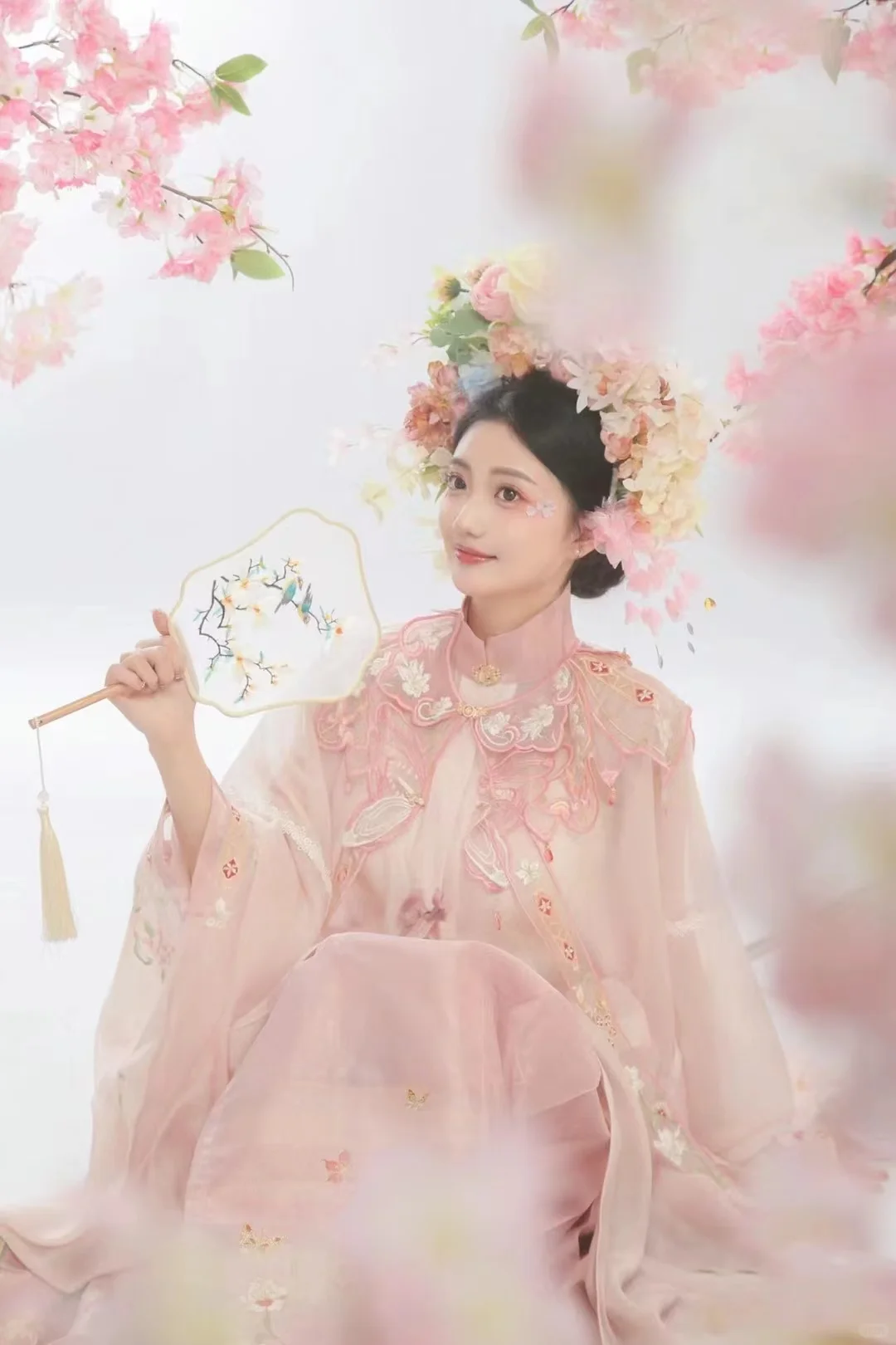 粉色簪花写真