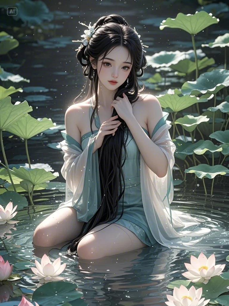 古风美女的夏日雅韵