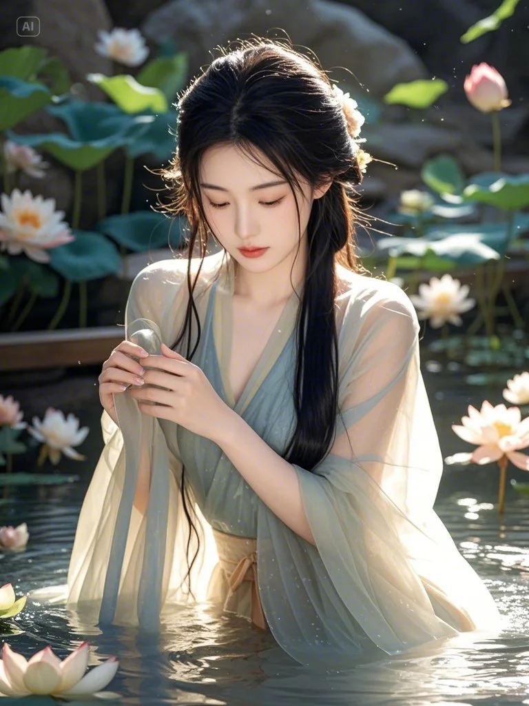 古风美女的夏日雅韵