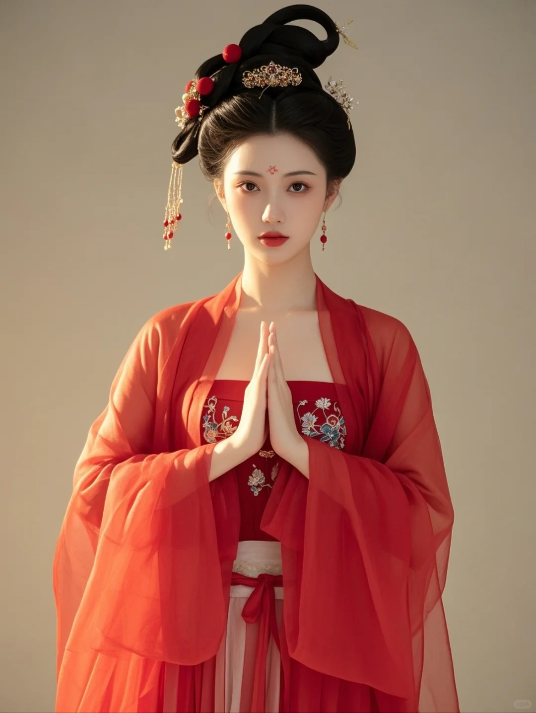 古风头像｜身着红色绣花胸衣的古风美女