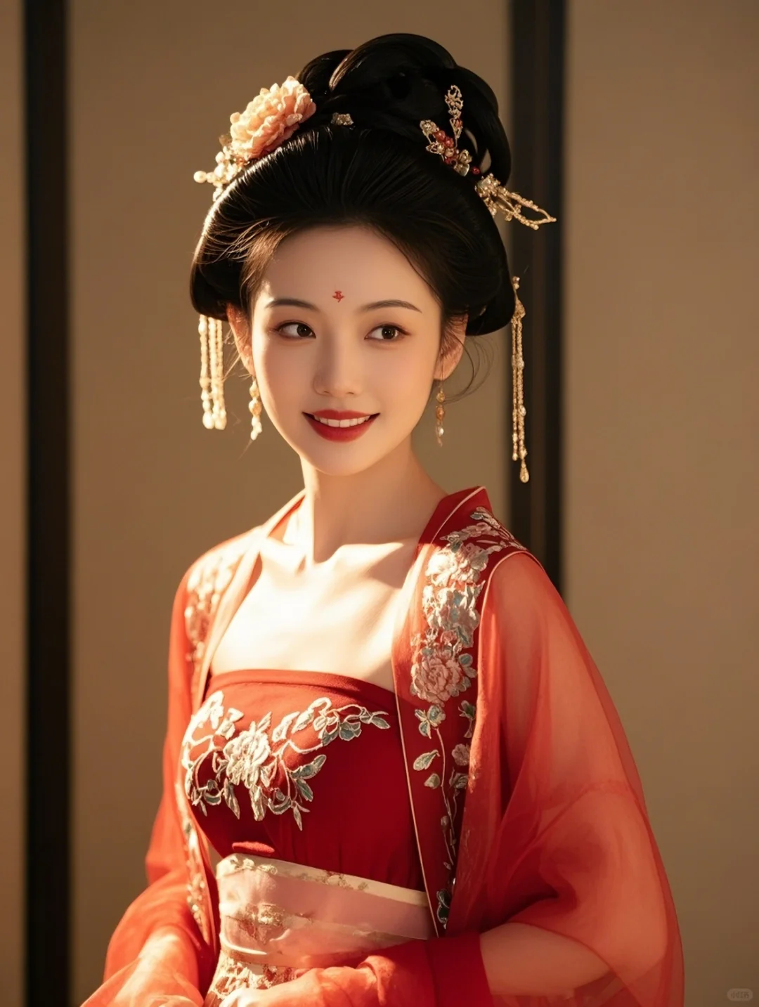 古风头像｜身着红色绣花胸衣的古风美女