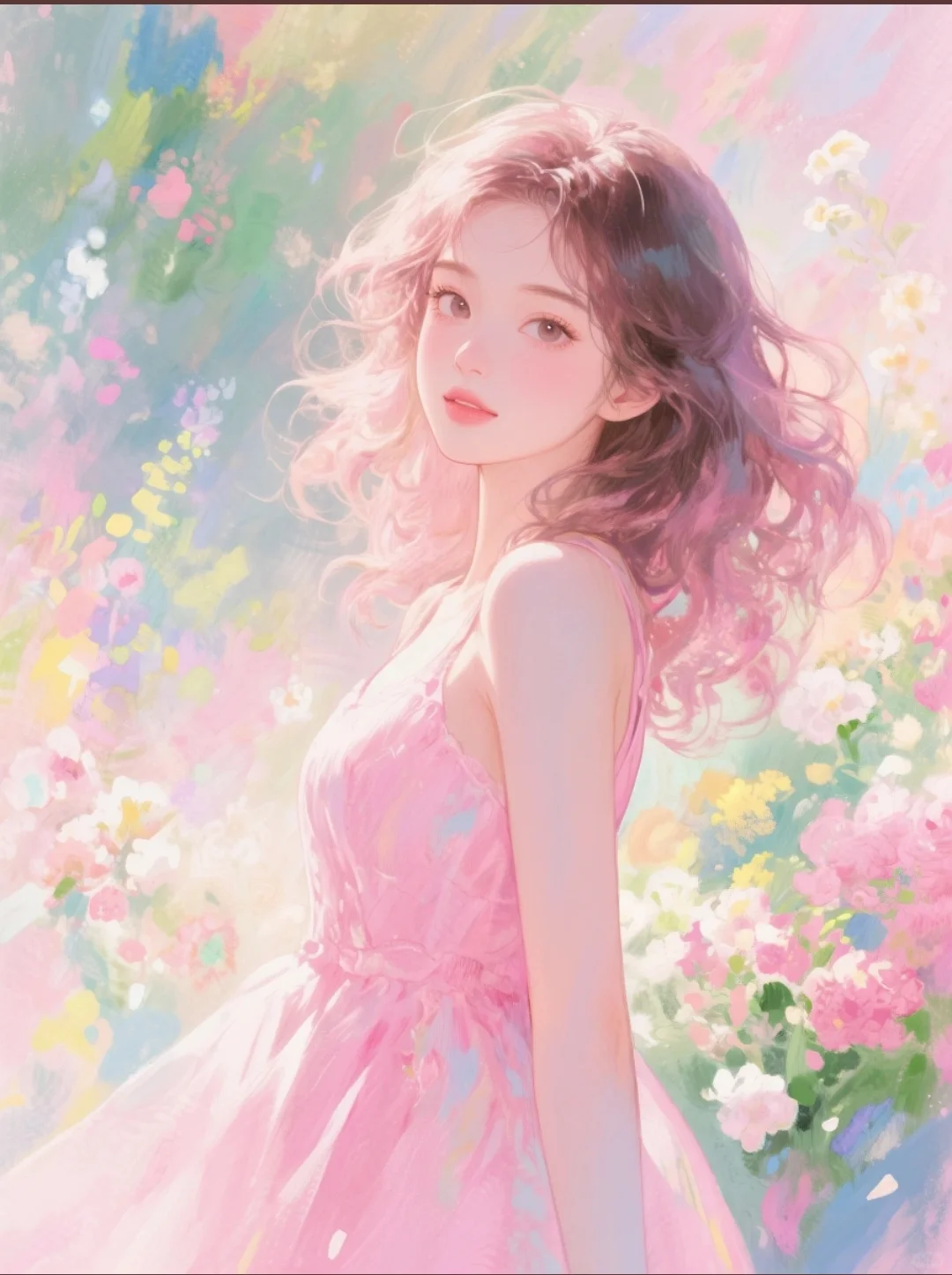 粉色系女生头像|莫奈花园风
