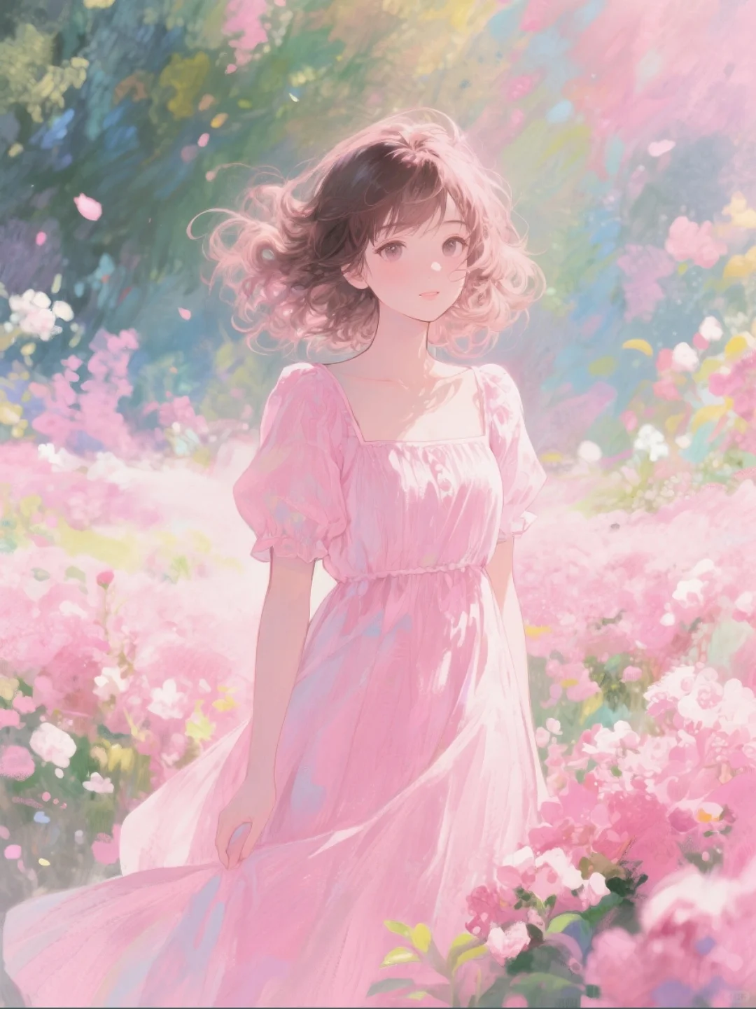 粉色系女生头像|莫奈花园风