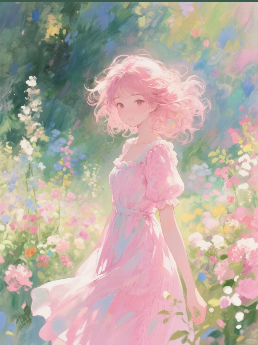 粉色系女生头像|莫奈花园风