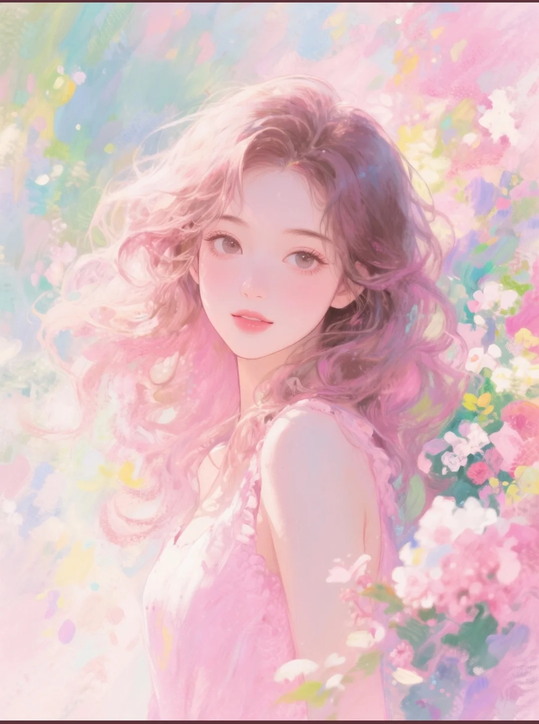 粉色系女生头像|莫奈花园风