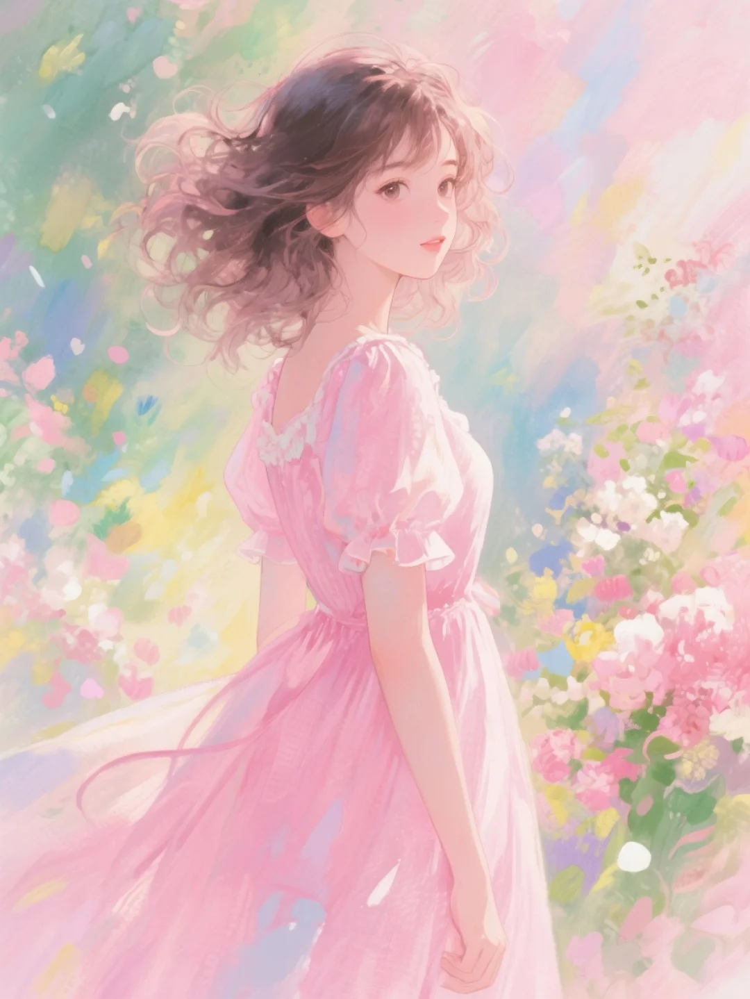 粉色系女生头像|莫奈花园风
