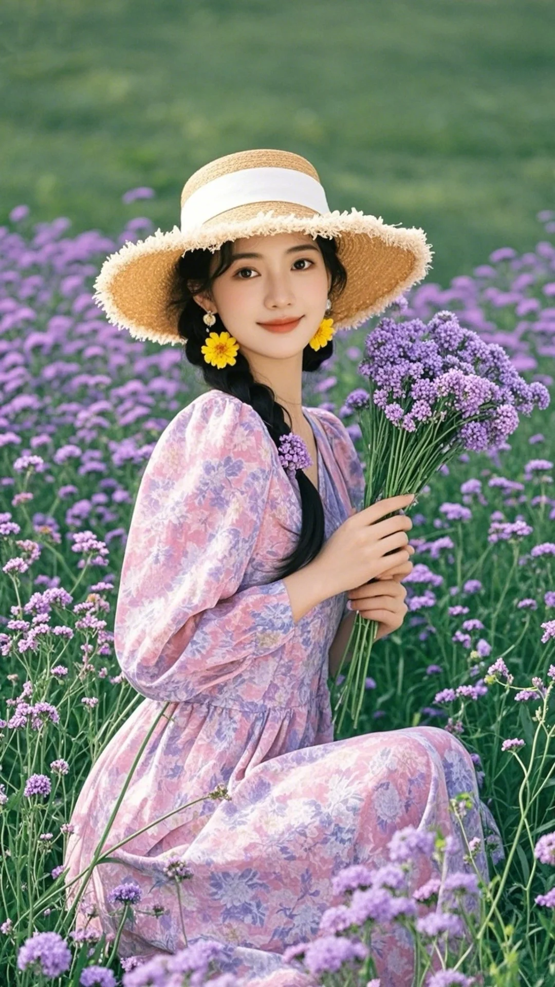 夏日浪漫紫色花海（来自即梦AI）
