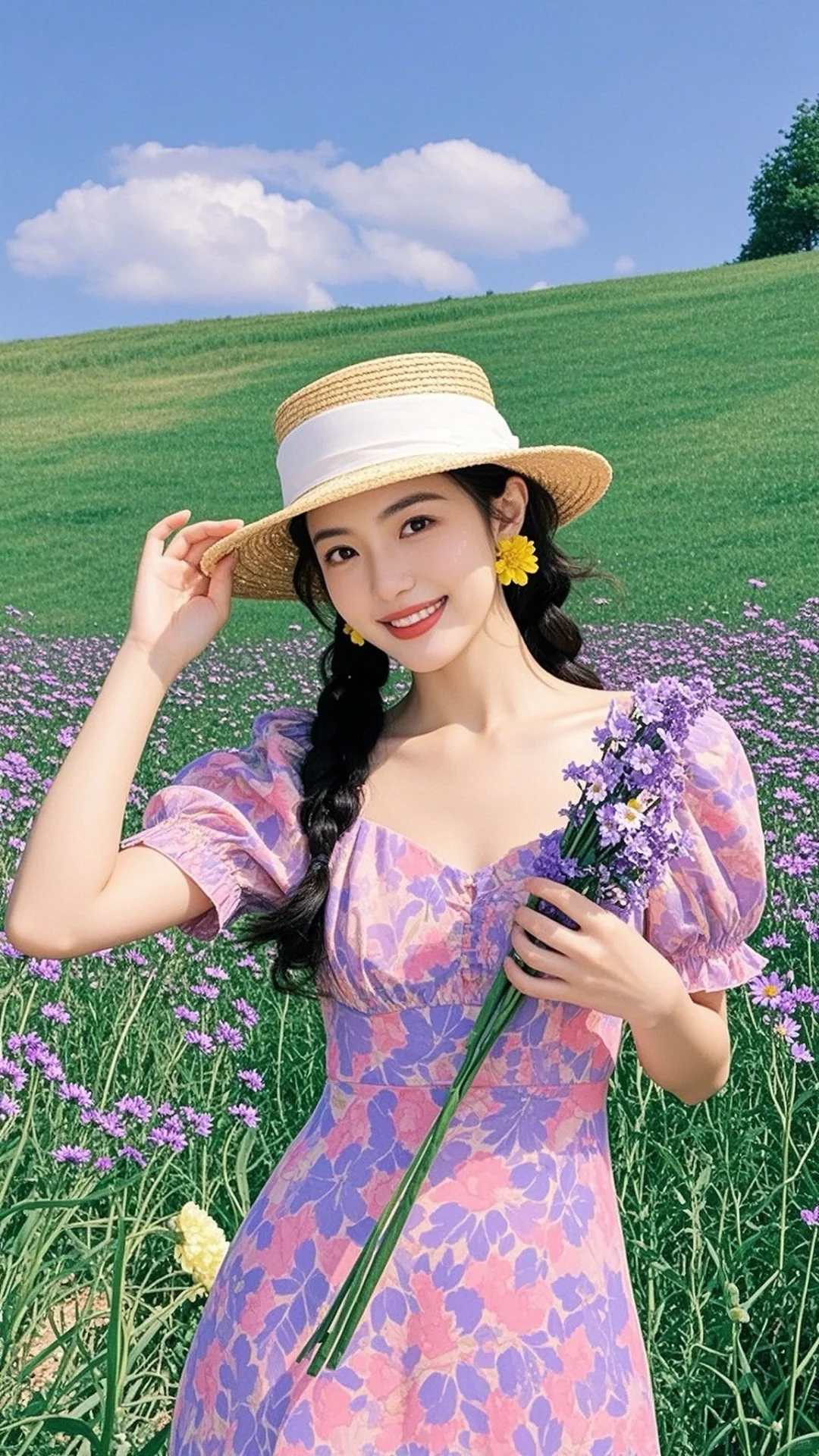 夏日浪漫紫色花海（来自即梦AI）