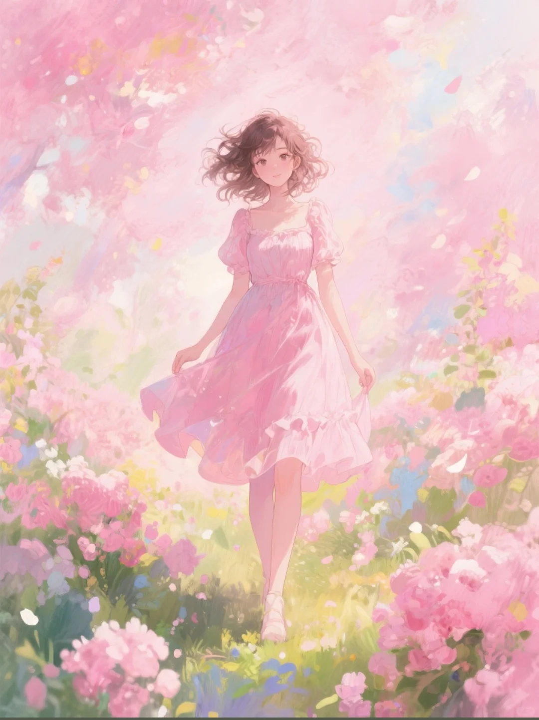 粉色系女生头像|莫奈花园风