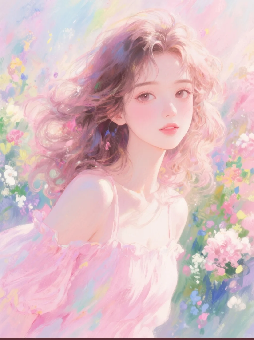 粉色系女生头像|莫奈花园风