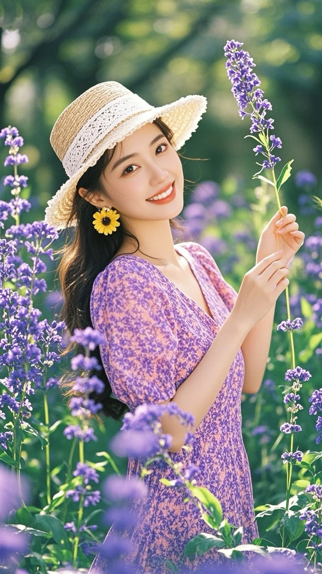 夏日浪漫紫色花海（来自即梦AI）