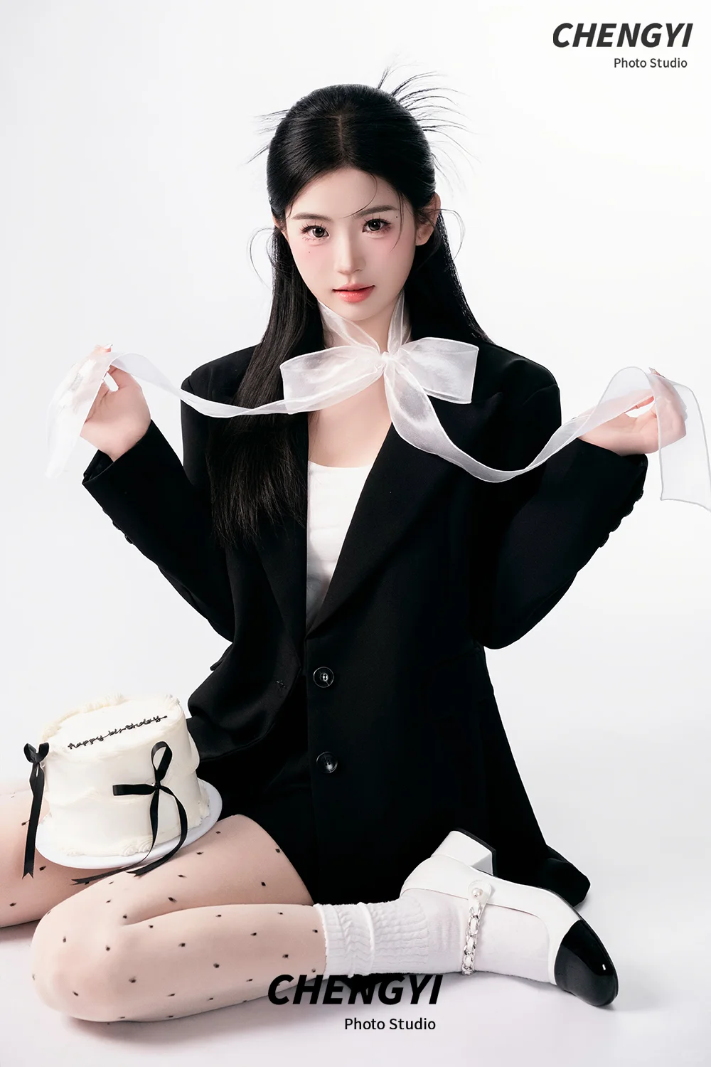 西装和丝带蝴蝶结的完美碰撞🖤韩杂女团风