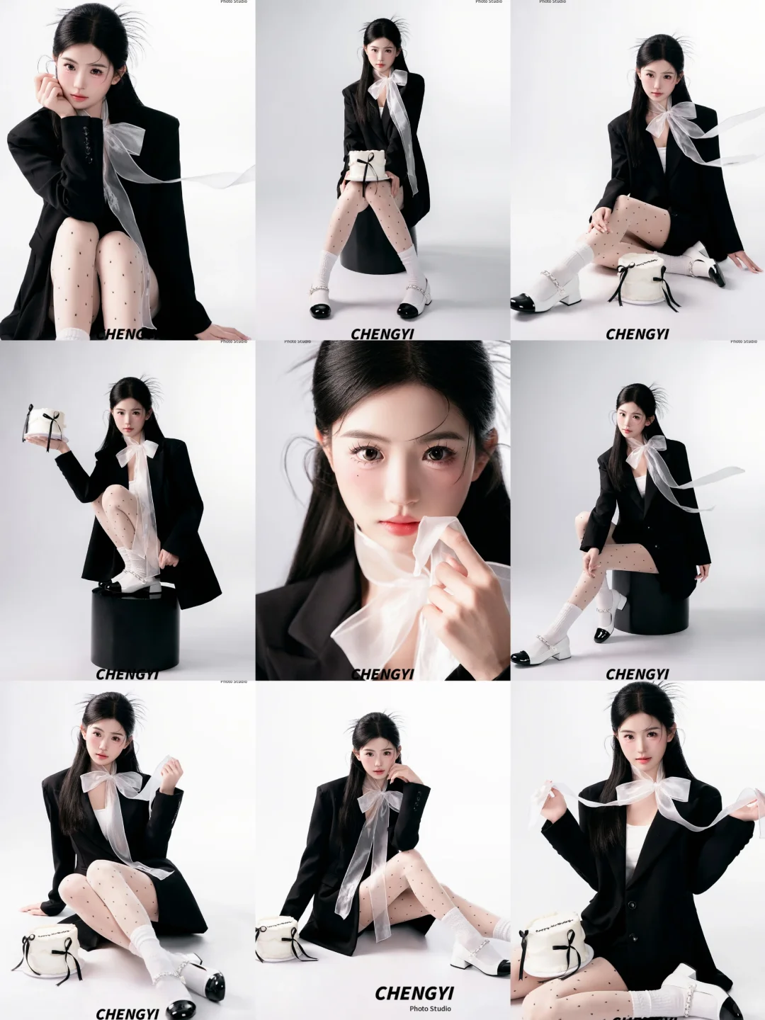 西装和丝带蝴蝶结的完美碰撞🖤韩杂女团风
