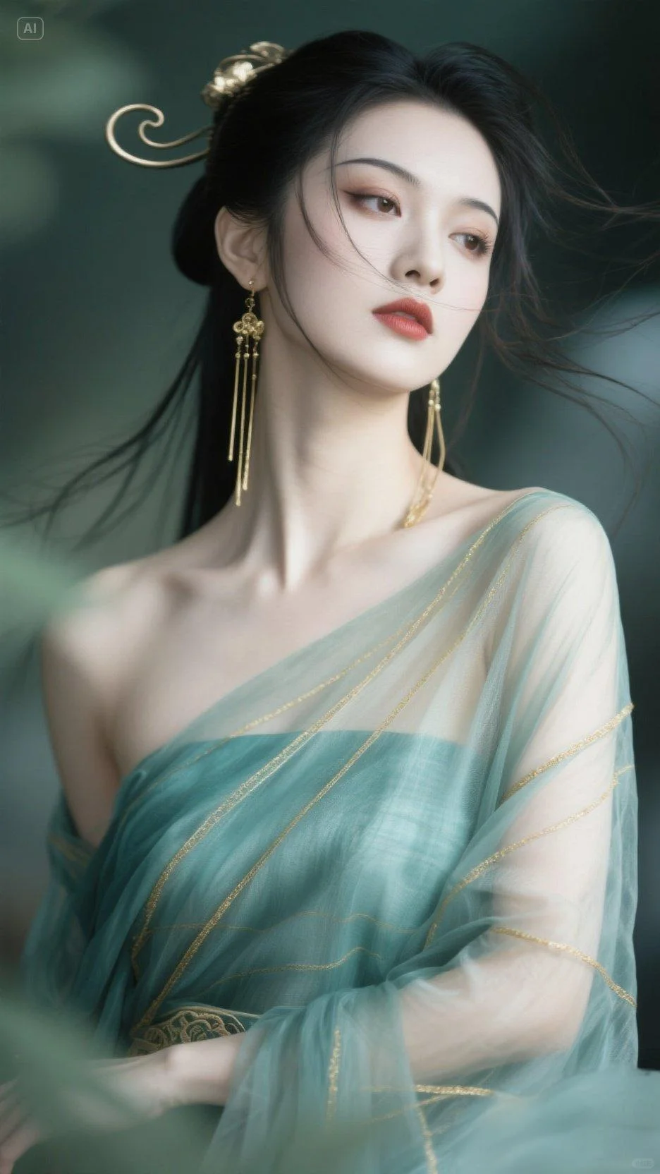 AI青纱曼妙映金钿，古风雅致醉