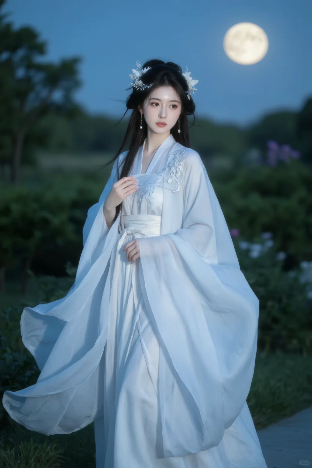 《月辉汉服，佳人逸韵醉心》