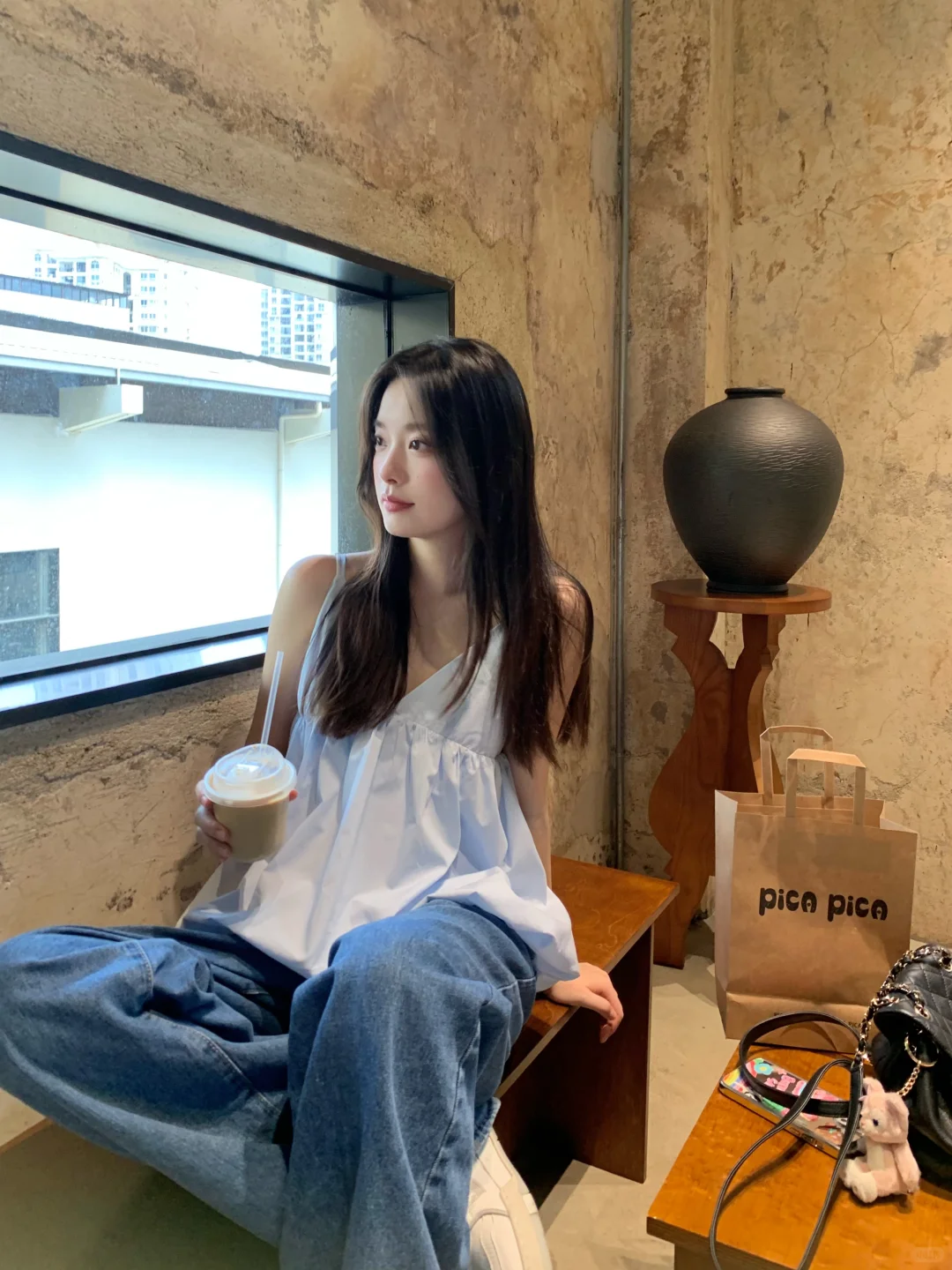 夏日清新小吊带🫶🏻奶蓝奶蓝的