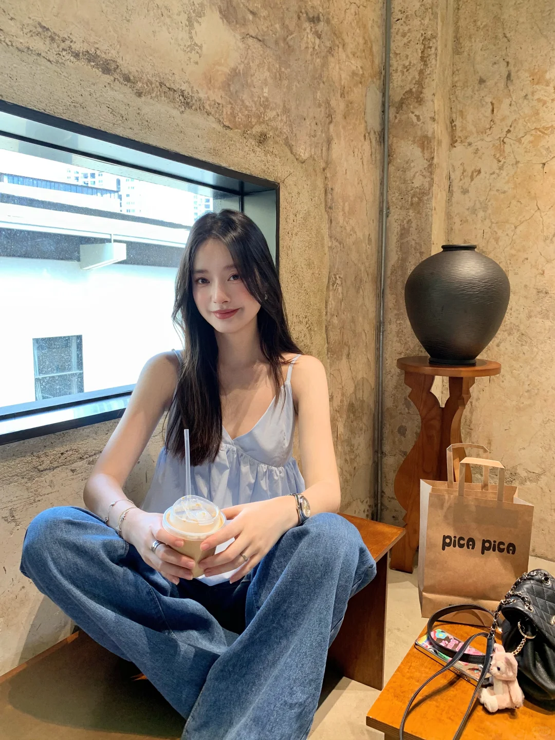 夏日清新小吊带🫶🏻奶蓝奶蓝的