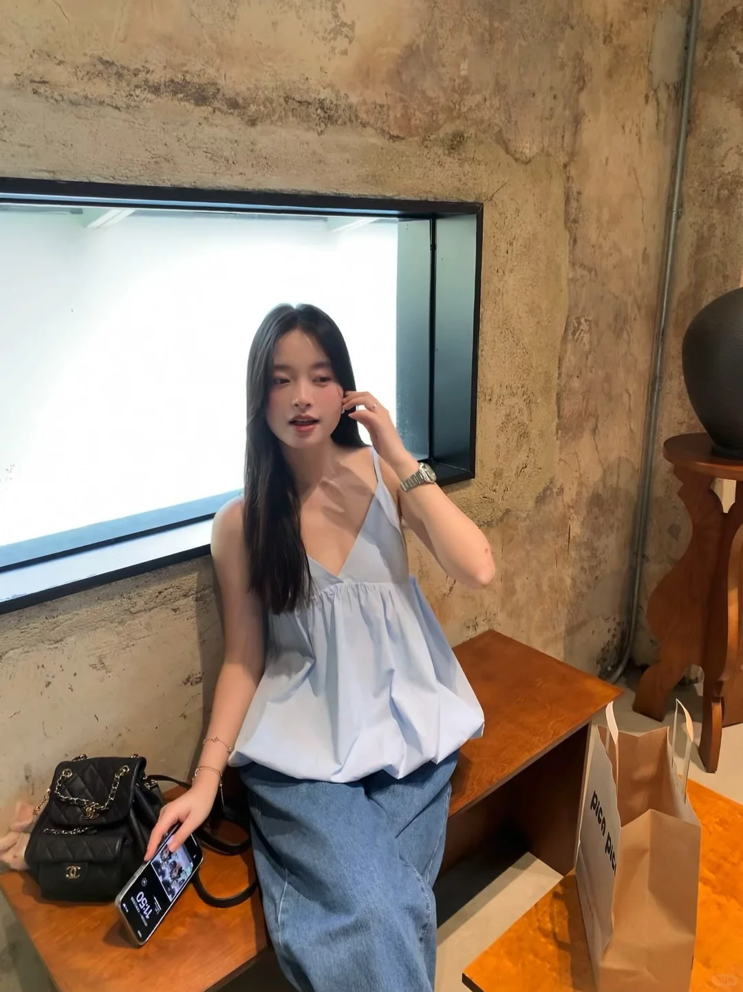 夏日清新小吊带🫶🏻奶蓝奶蓝的