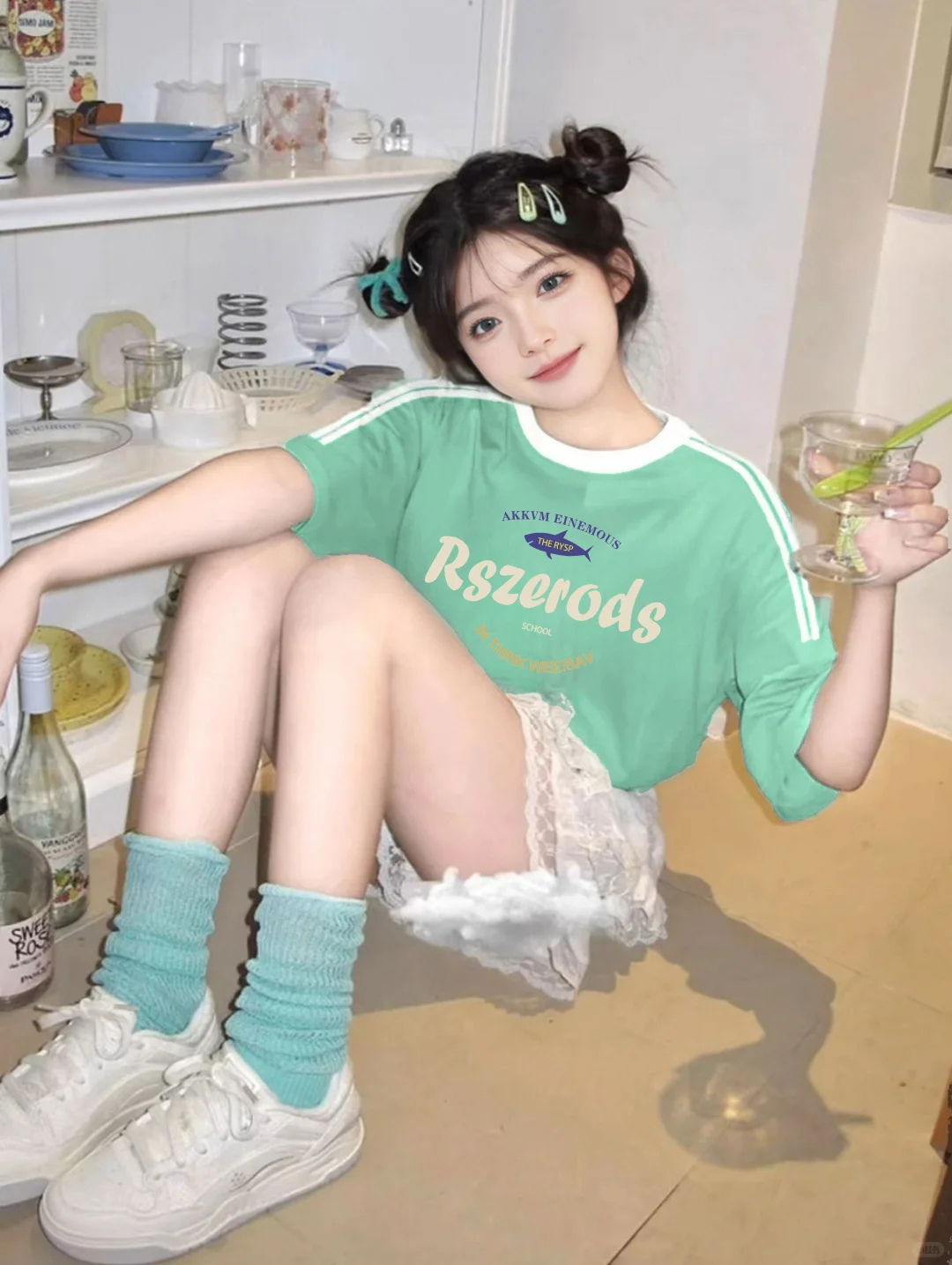 仅可爱的人可见❤️夏天小清新薄荷绿短袖