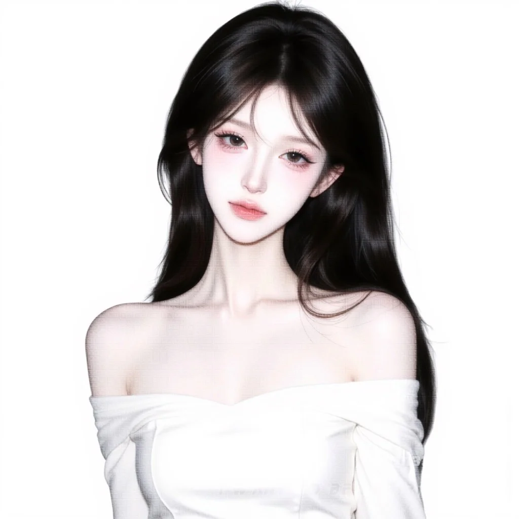白色氛围感撕拉照片｜女头