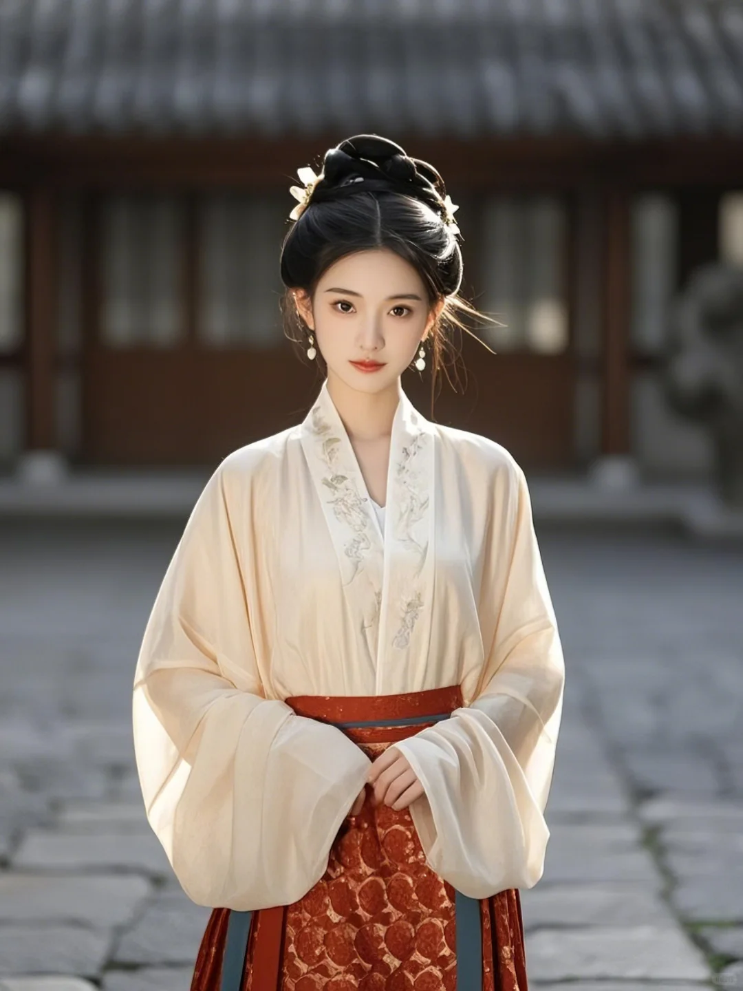 典雅国风：白衣淡妆马面裙小姐姐的唯美时空