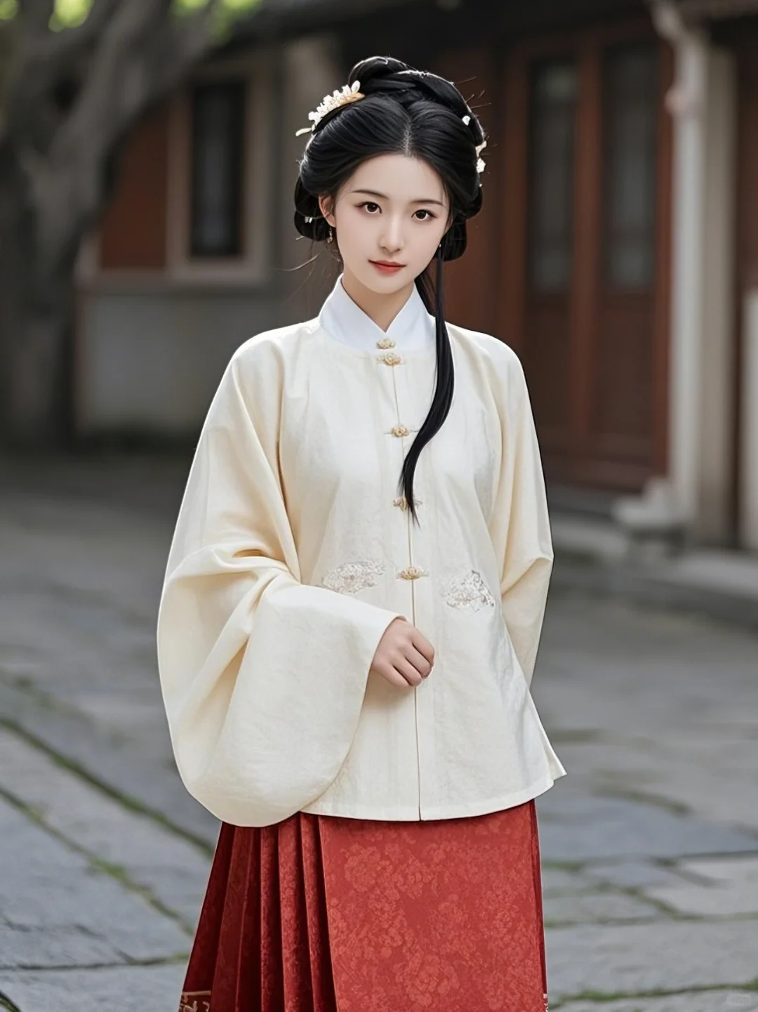 典雅国风：白衣淡妆马面裙小姐姐的唯美时空