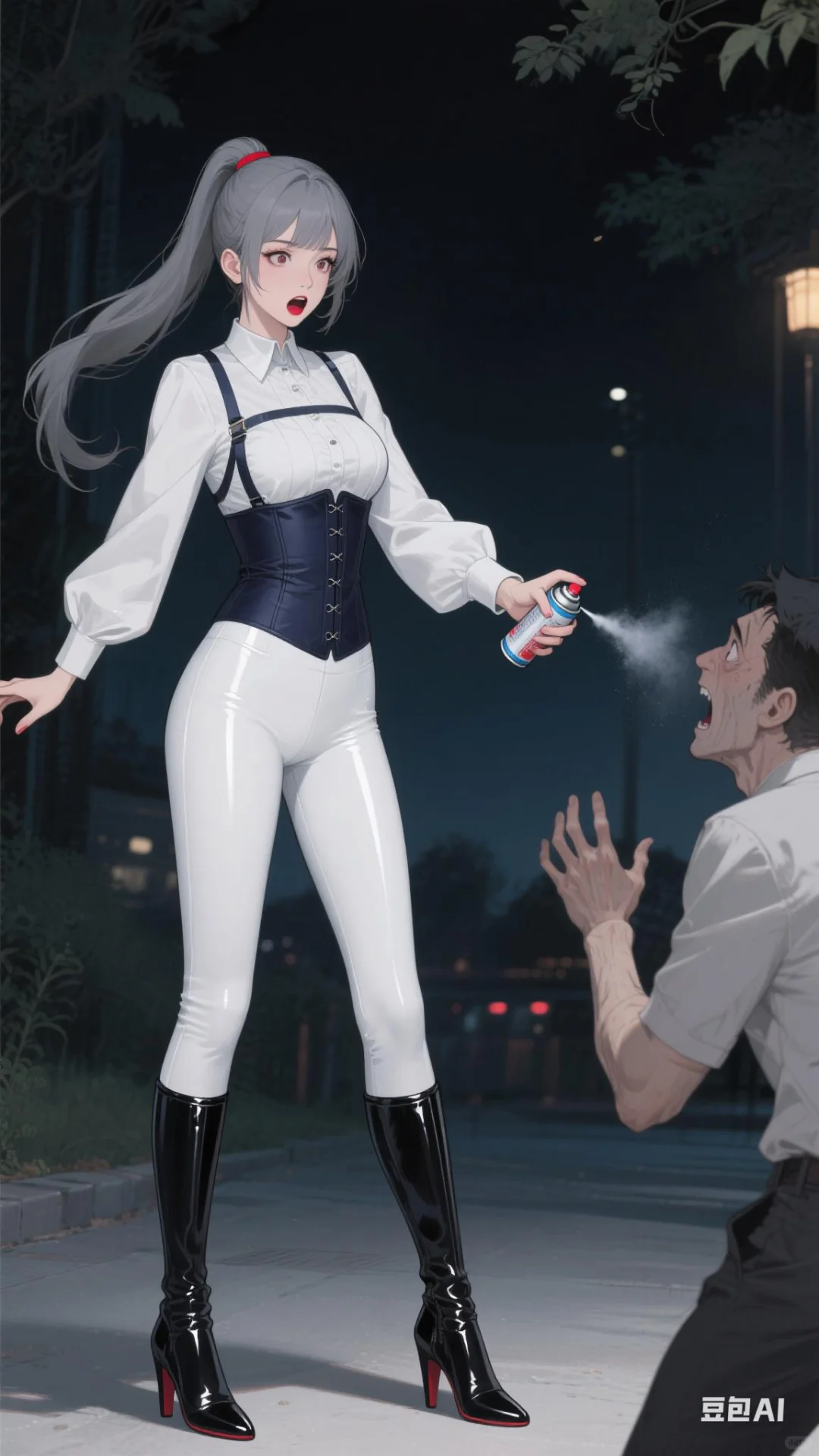 壁纸分享：遇到危险自卫的小姐姐