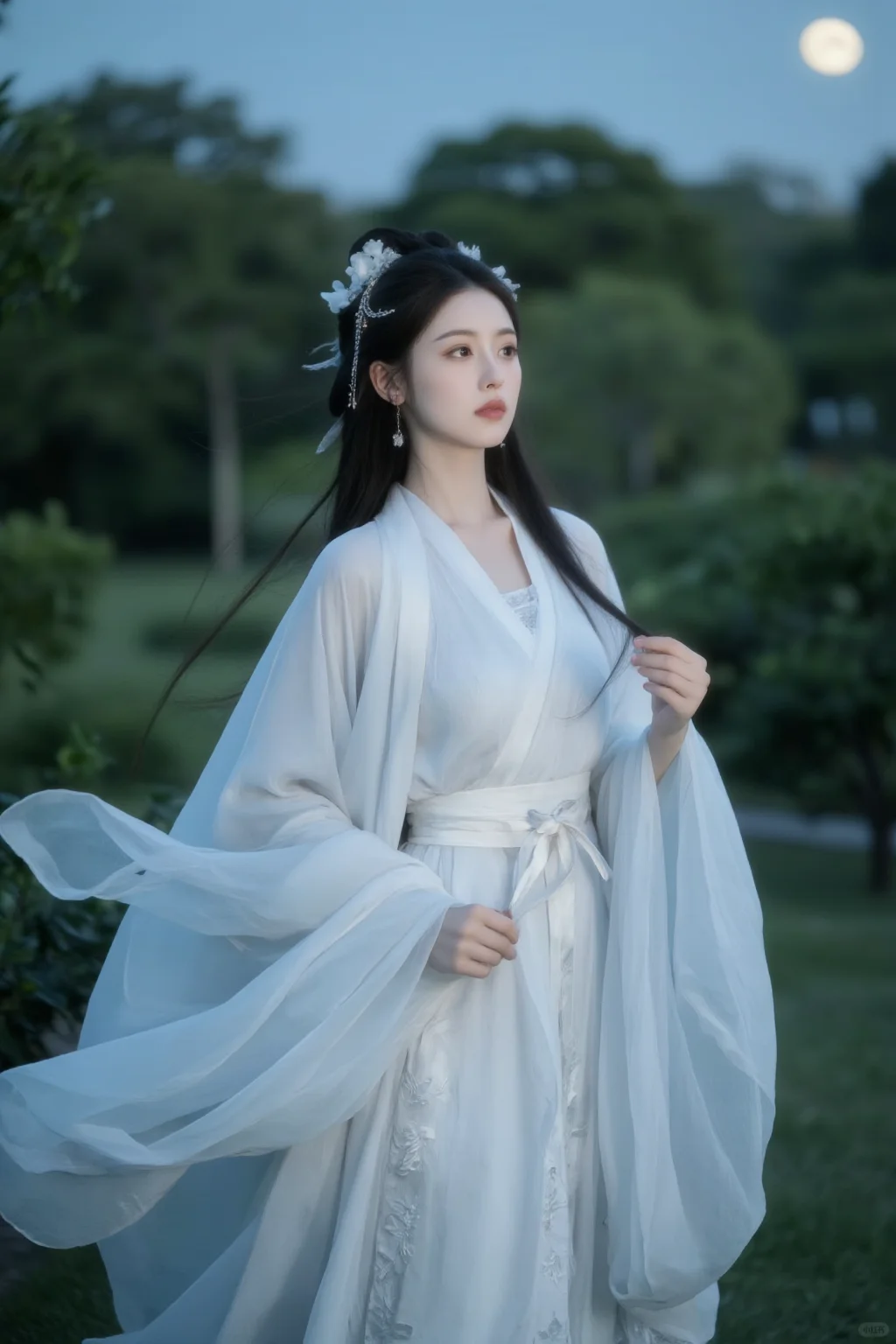 《月辉汉服，佳人逸韵醉心》