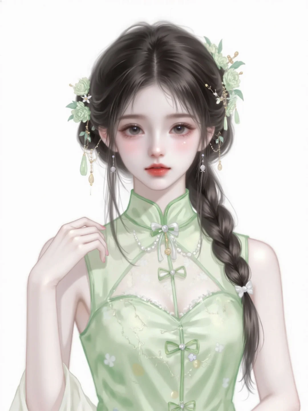 青衣霓裳｜绿色旗袍头像