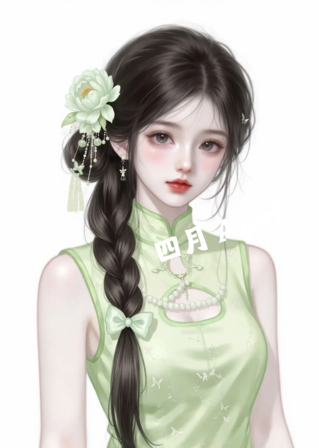 青衣霓裳｜绿色旗袍头像