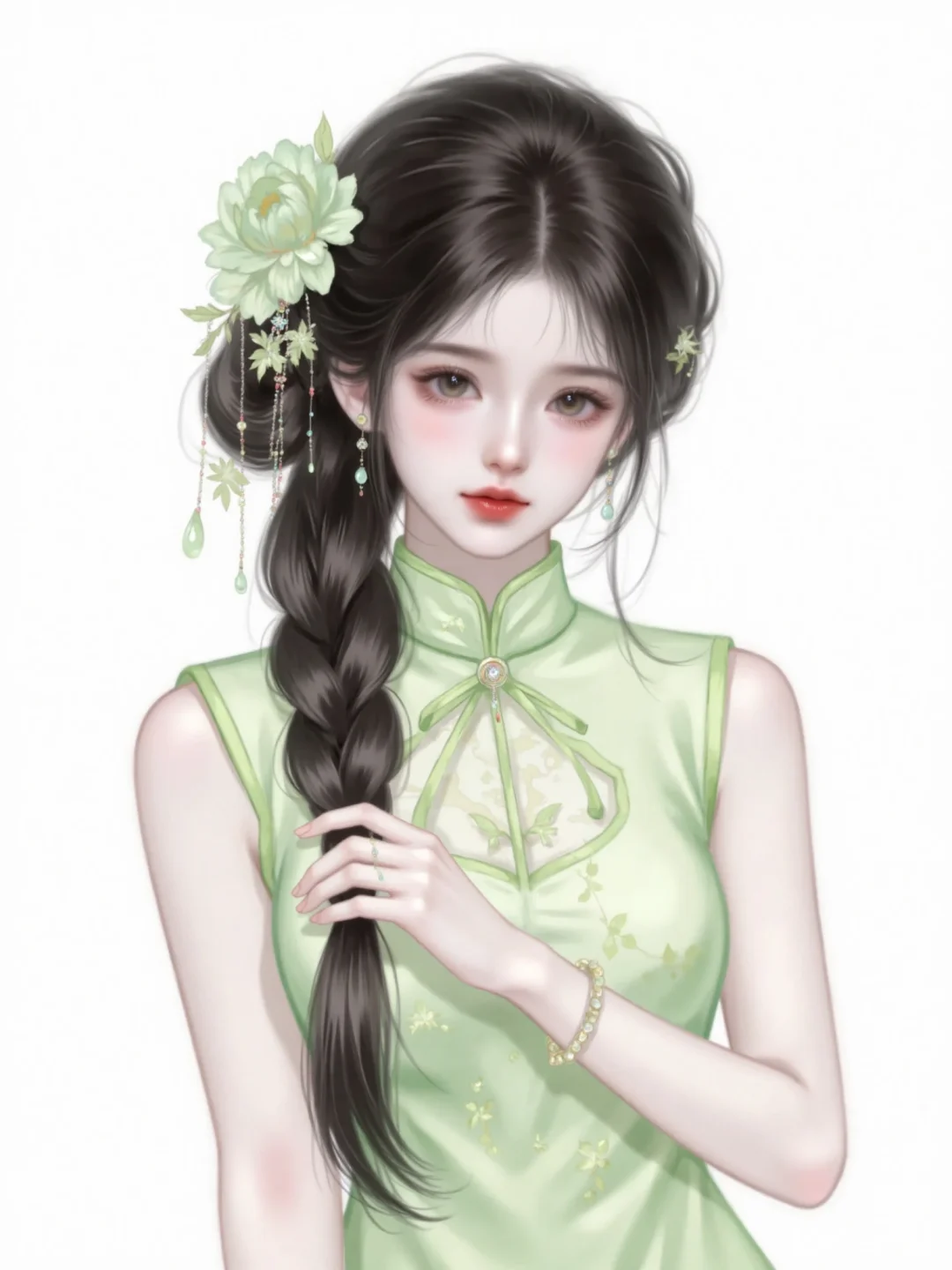 青衣霓裳｜绿色旗袍头像