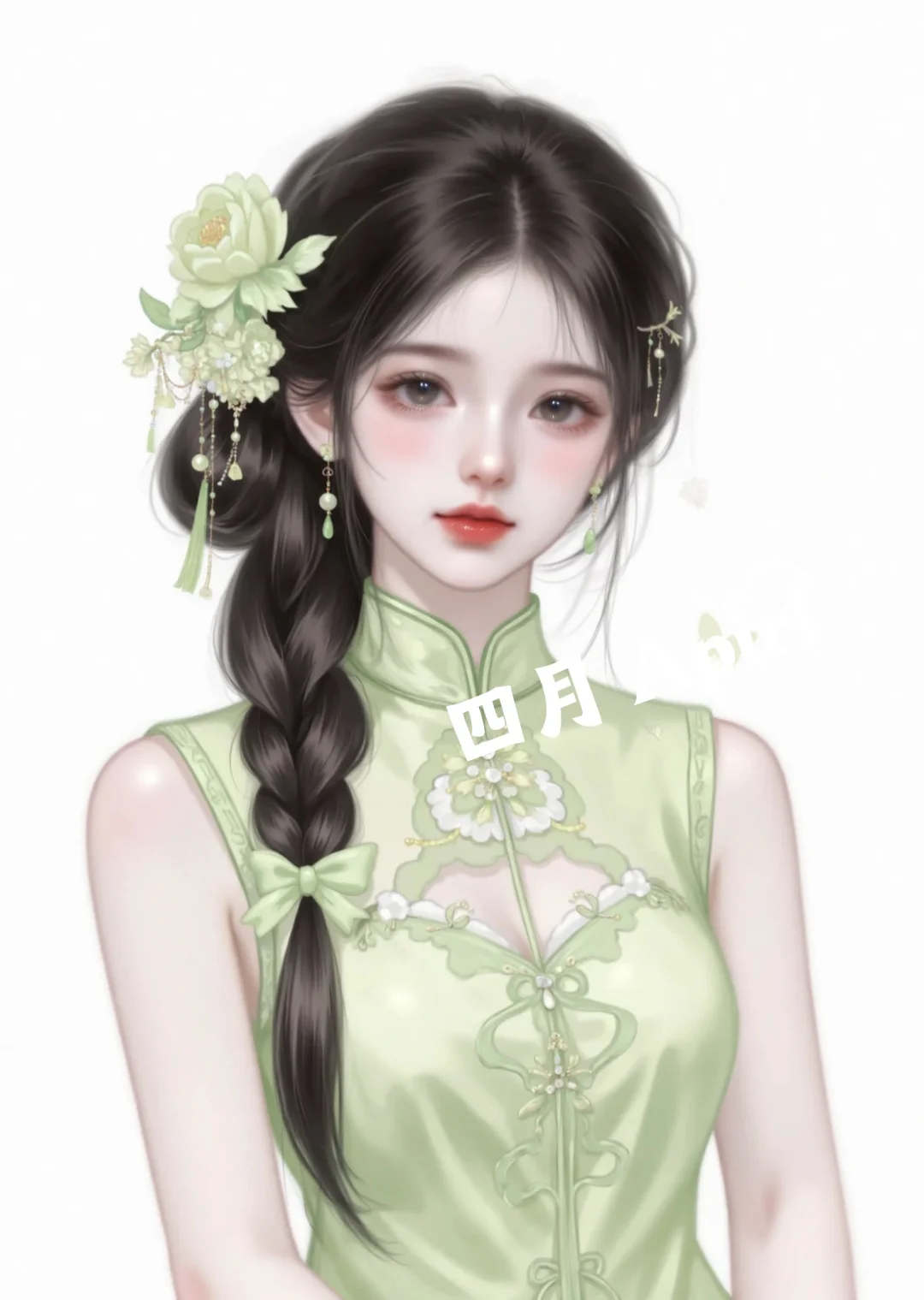 青衣霓裳｜绿色旗袍头像