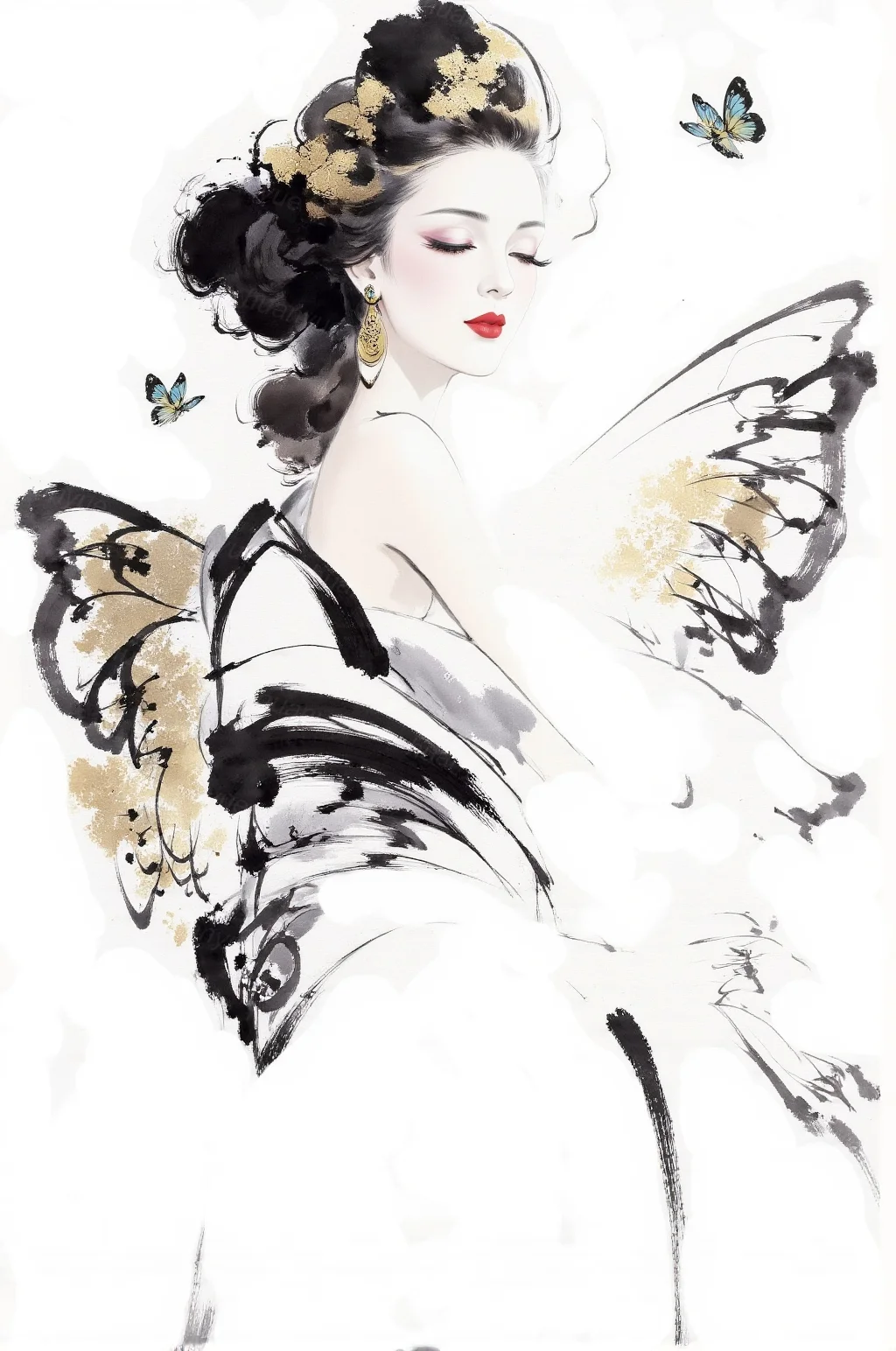 优雅女人、时尚插画、气质女人、高级感插画